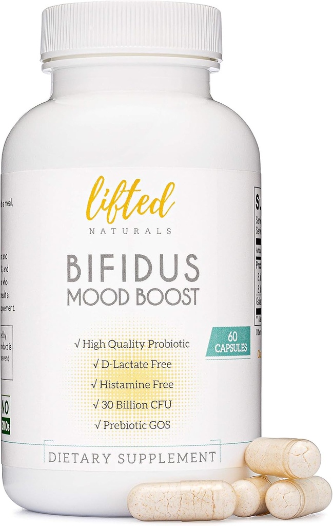Προβιοτικά 30 Δισεκατομμύρια CFU - Bifidus Mood συμπλήρωμα υποστήριξης w/prebiotics & προβιοτικά για γυναίκες και άνδρες - Mood & Digestion Support-Histamine Free - Natural Mood Boost - 60 ημέρες προσφοράς, μη ΓΤΟ