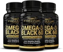 FREZZOR Omega 3 Μαύρο για Κοινή Φροντίδα & Άνεση - New Zealand Green Lipped Mussel Oil Caps; 53x Υψηλότερη Ικανότητα με UAF1000+ Super Antioxidant, Χωρίς Αλιευτική Επίγευση, 60 Κόμβος (Συσκευή 3)