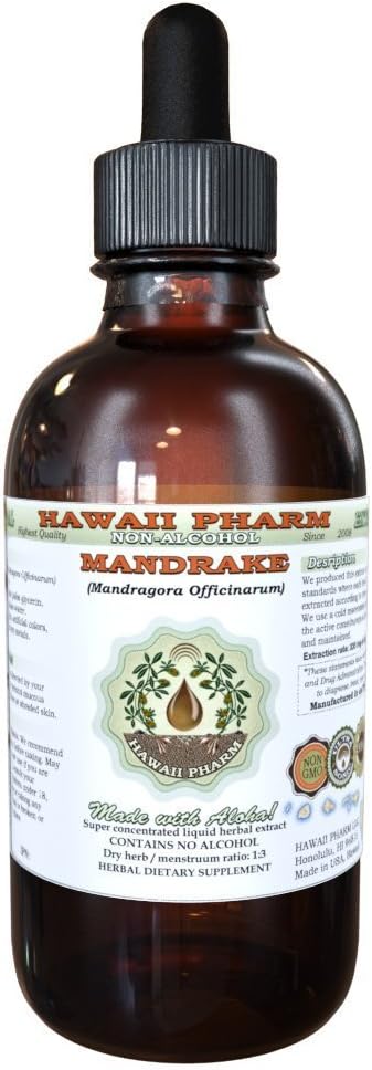 Hawaii Pharm Mandrake Liquid Extract, Mandrake (Mandragora Officinarum) Αποξηραμένη ρίζα Γλυκερίτης Φυσικό συμπλήρωμα βοτάνων, ΗΠΑ 2 oz