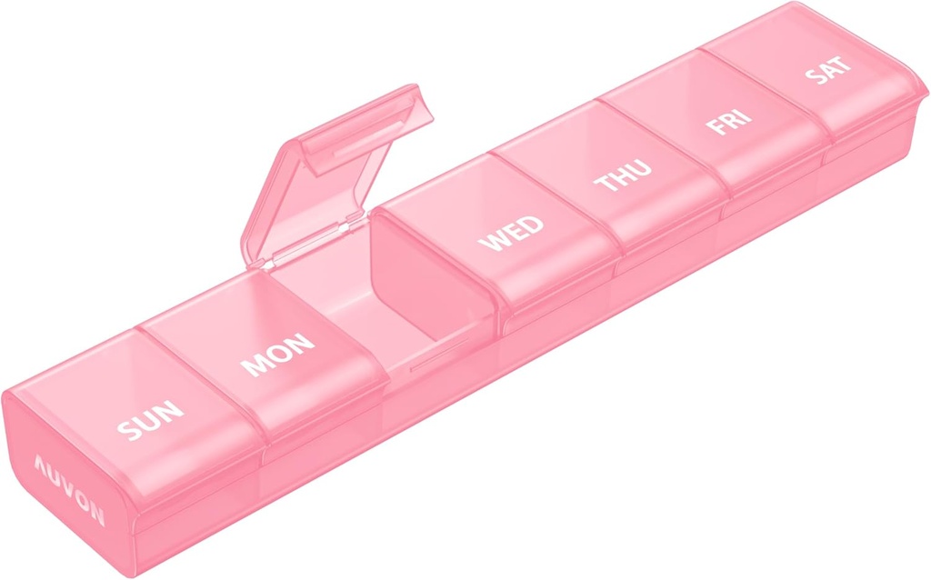 AUVON Weekly Pill Organizer with Avenious Opening Design, Arthritis Friendly Pill Box, BPA-Free Pill Organizer 7 Day, Χαριτωμένη & Φορητή θήκη χαπιών για βιταμίνες, συμπληρώματα και φάρμακα