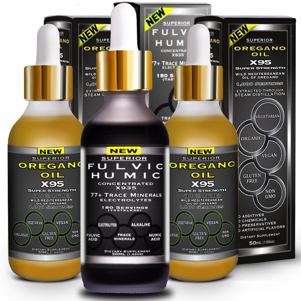 Fulvic Humic Acid Ionic Trace Minerals with Electrolytes Liquid Supplement Plus Ρίγανη σταγόνες πετρελαίου Super Strength More Versatile Στη συνέχεια Λάδι από Ρίγανο Softgels και κάψουλες