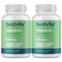 BESTVITE Βιταμίνη K2 100 mcg ως MK-7 (240 κάψουλες χορτοφαγίας)(120x2) - Δεν Stearates - Vegan - Μη ΓΤΟ - Χωρίς γλουτένη