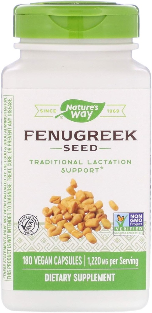 Nature's Way Fenugreek Seed 1.220 mg, Μη ΓΤΟ Project Επαληθευμένο, TRU-ID Πιστοποιημένο, χορτοφάγος, 180 κόμης, πακέτο των 2
