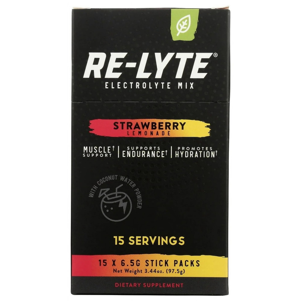RELYTE Re-Lyte Ηλεκτρολυτικό ποτό Μίγμα Λεμονάδα Φράουλα 15 Σερβίρει πακέτα 3,44 oz.