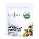 KOYAH - Βιολογικό Acerola Σκόνη: Παγωμένη, 100% Καθαρή, 500 mg Φυσική Βιταμίνη C ανά Σκουπ, Ολόκληρα Τρόφιμα, Μη ΓΤΟ, Vegan, 60 Σερβιέτες, Φτιαγμένη από Κεράσια Acerola Καλλιεργείται στη Βραζιλία