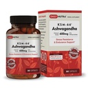 DailyNutra KSM-66 Ashwagandha 600mg Βιολογικό εκχύλισμα ρίζας - συμπλήρωμα υψηλής ισχύος με 5% Withanolides 