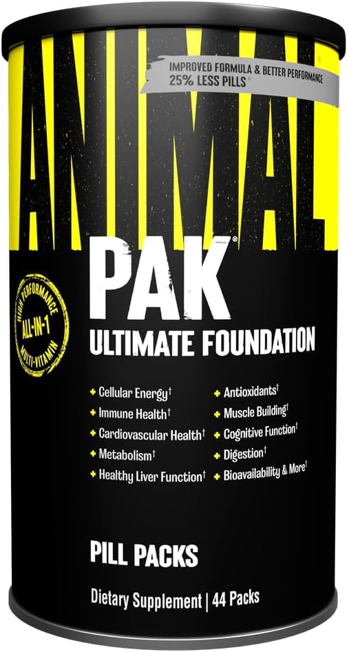 Animal Pak - Βολικό πολυβιταμίνη για άνδρες και γυναίκες Καθημερινή All-in-One πακέτο βιταμίνης & συμπλήρωμα - ψευδάργυρος, βιταμίνες C, B, D, Αμινοξέα, και ανοσοποιητική υποστήριξη - Sports Nutrition Performance - 44 Count