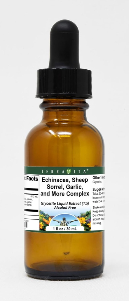 Terravita Echinacea, Sheep Sorrel, σκόρδο, και More Complex Υγρό εκχύλισμα γλυκερίτη (1:5) - Όχι Γεύση (1 oz, ZIN: 523691)