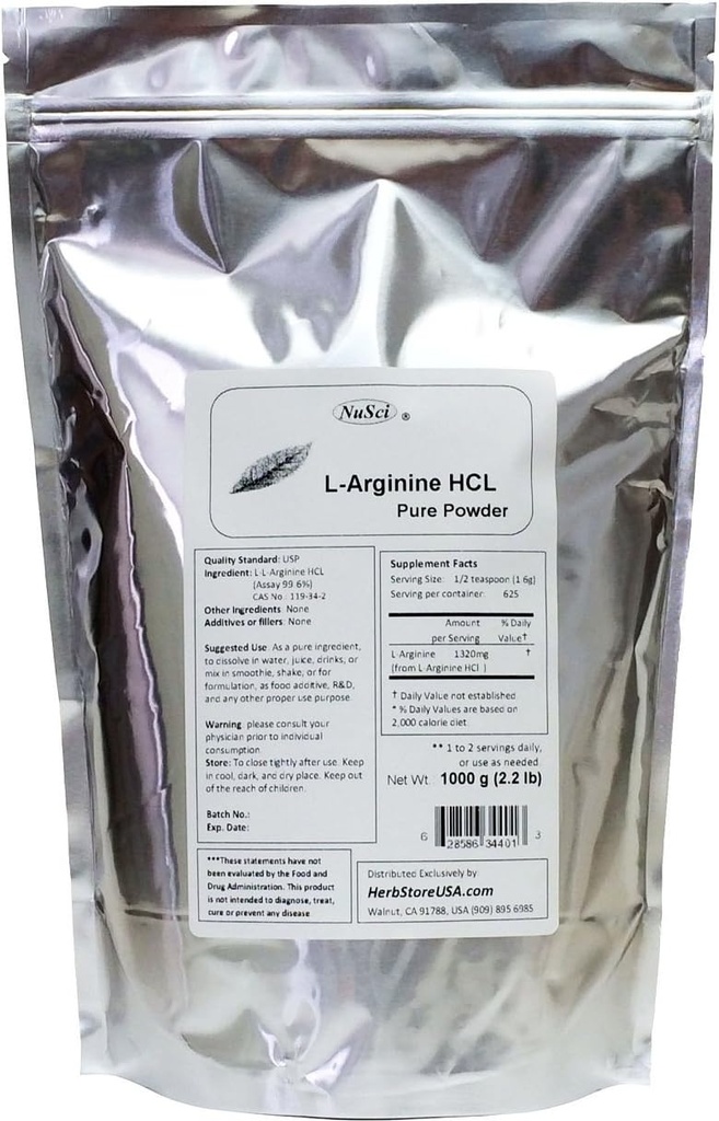 L-αργινίνη HCl Pure Powder 1000g (2.2 lb)
