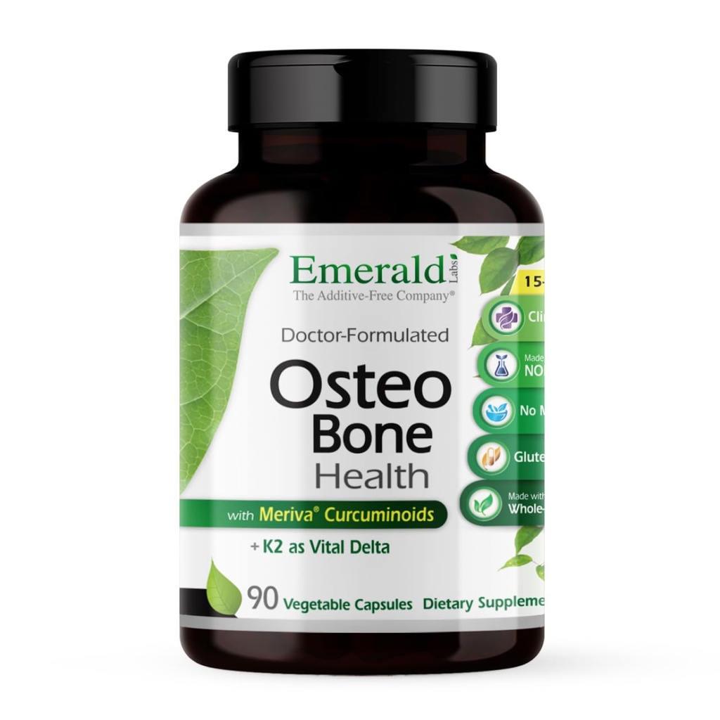 EMERALD LABS Osteo Bone Health - Immune Support & Bone & Joint Supplement with Vitamin D3, K2, Calcium, Magnesium, OptiMSM, Meriva Phytosome & More - 90 Vegetable Capsules