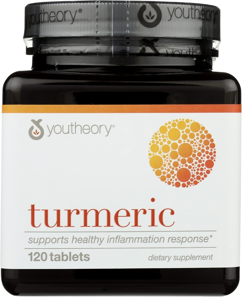 Youtheory Turmeric Advanced Dietary Supplement, Υποστηρίζει υγιή αντίδραση φλεγμονής, 120 δισκία