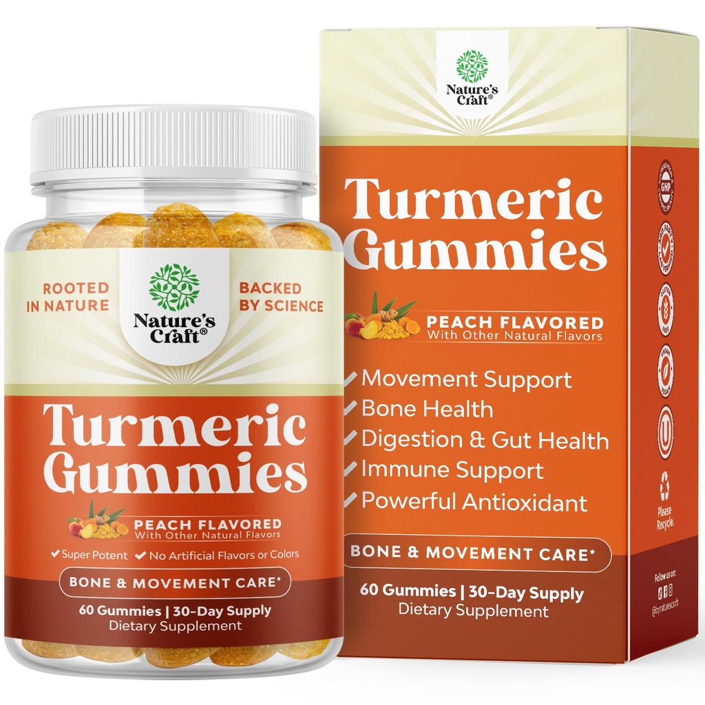 Turmeric Curcumin Ανοσοποιητική υποστήριξη Gummies - ανοσοενισχυτής Turmeric Gummies για την κοινή υποστήριξη και προηγμένη φροντίδα του δέρματος - με Black Pepper Joint Συμπλήρωμα Gummy Βιταμίνες με σκόνη κουρκουμίνης