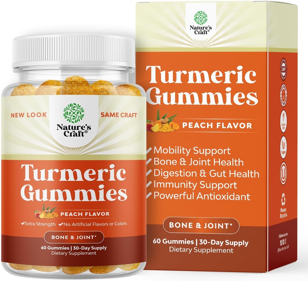 Turmeric Curcumin Ανοσοποιητική υποστήριξη Gummies - ανοσοενισχυτής Turmeric Gummies για την κοινή υποστήριξη και προηγμένη φροντίδα του δέρματος - με Black Pepper Joint Συμπλήρωμα Gummy Βιταμίνες με σκόνη κουρκουμίνης