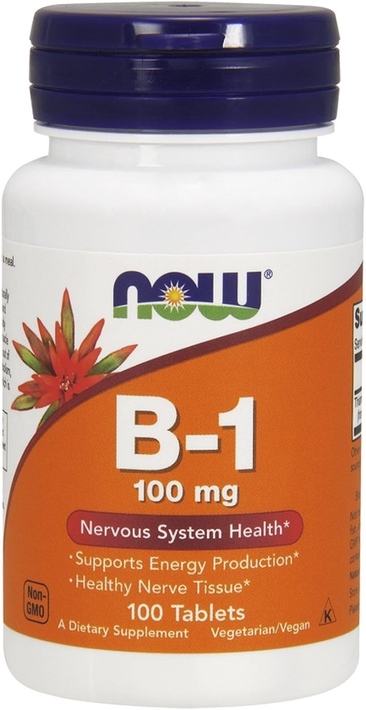 NOW Βιταμίνη Β-1 (θειαμίνη) 100 mg, 100 δισκία (πακέτο των 4)
