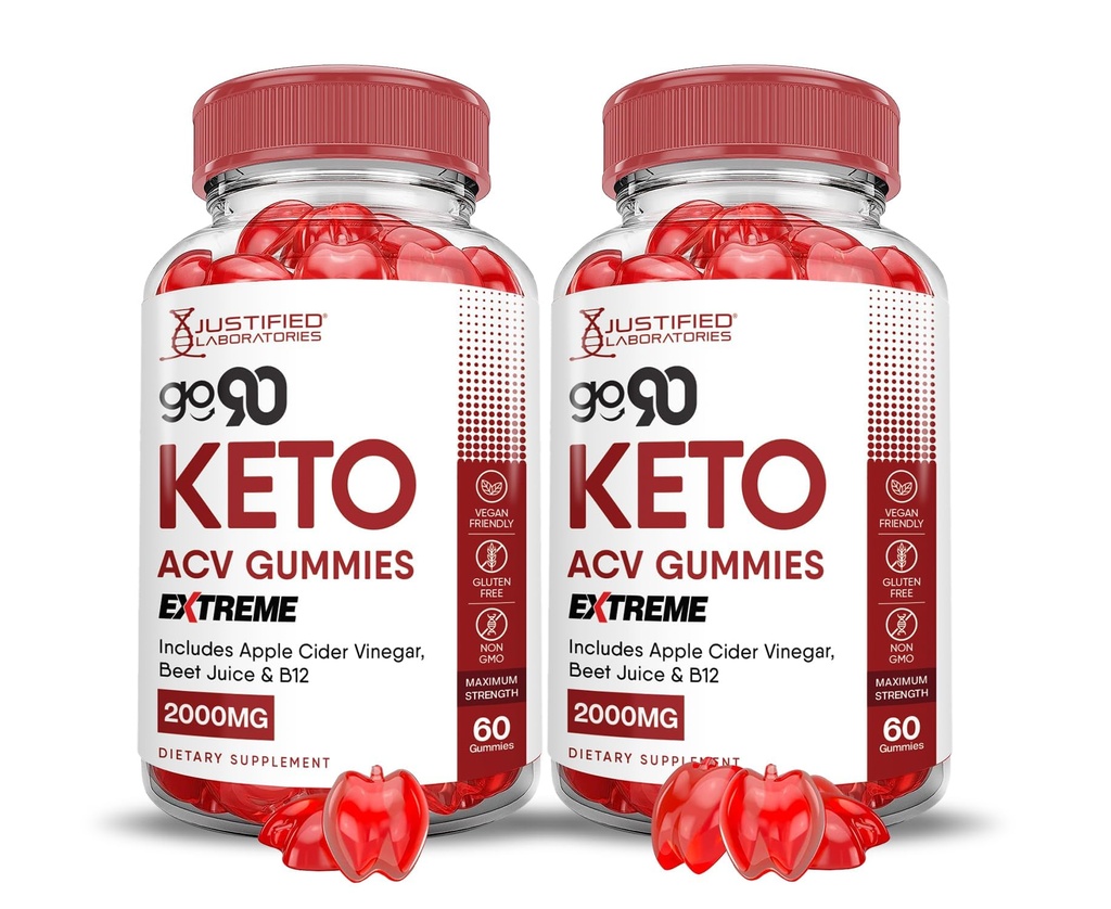 Justified Laboratories (2 Pack Go 90 Keto ACV Gummies Extreme 2000MG Go90 Keto Gummies Apple Cider Vinegar Formed with Ρόδι σε σκόνη χυμού τεύτλων B12 Vegan Non GMO 120 Gummys