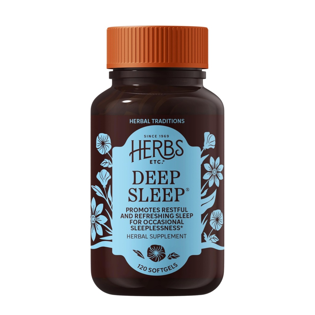 Βότανα Etc. Deep Sleep Softgels - Βότανο Συμπλήρωμα Υποστήριξης Ύπνου - Ξεκούραση & Ηρεμία Υποστήριξη με Πασχαλινό Λουλούδι, Χαμομήλι & Λέμον Μπαλμ - 120 Softgels (120 Servings)