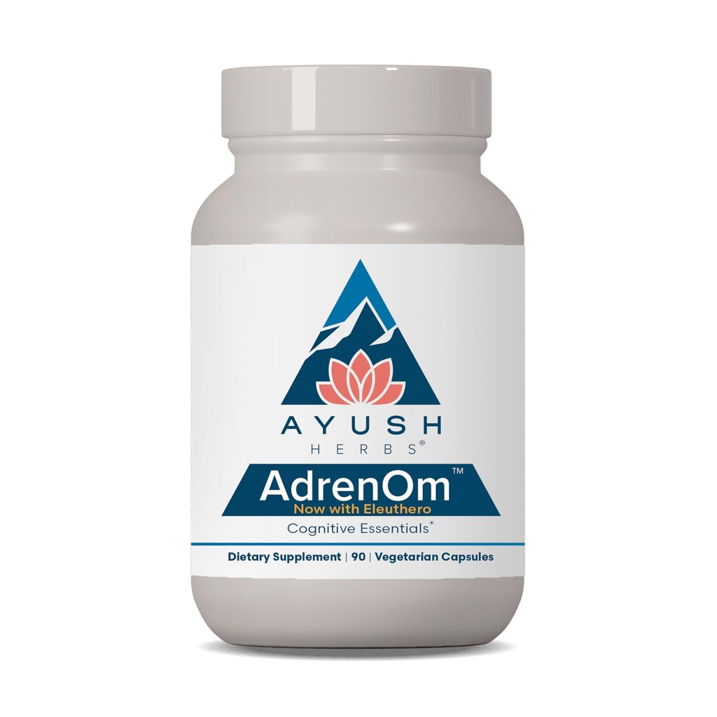 Ayush Herbs AdrenOm - Ayurvedic Adrenal και άγχος-υποστήριξη συμπλήρωμα για τις γυναίκες & άνδρες, Ashwagandha & Eleuthero για την υποστήριξη Adrenal ισορροπία, Γνωστική λειτουργία & ηρεμία - 90 κάψουλες χορτοφάγων (1 κόμης)