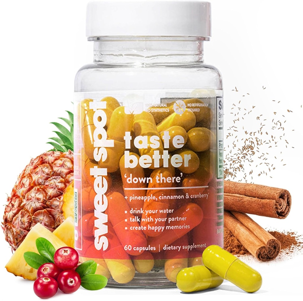 Sweet Spot – Pineapple & Cranberry Κολπικό Συμπλήρωμα Υγείας, 60 κάψουλες – φρεσκάδα Γεύση, προάγει την ισορροπία των θηλυκών, την ισορροπία pH των γυναικών και τον έλεγχο ODOR, με φυσικό εκχύλισμα κανέλας – Κατασκευασμένο στις ΗΠΑ