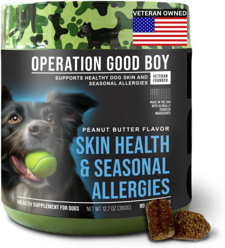 O.G.B. Operation Good Boy - SRE: Skin/Coat/Allergy Supplement for Pets - 90 Count Soft Chews - 12,7 oz - Made Natural Ingredients - Veteran Κατέχει