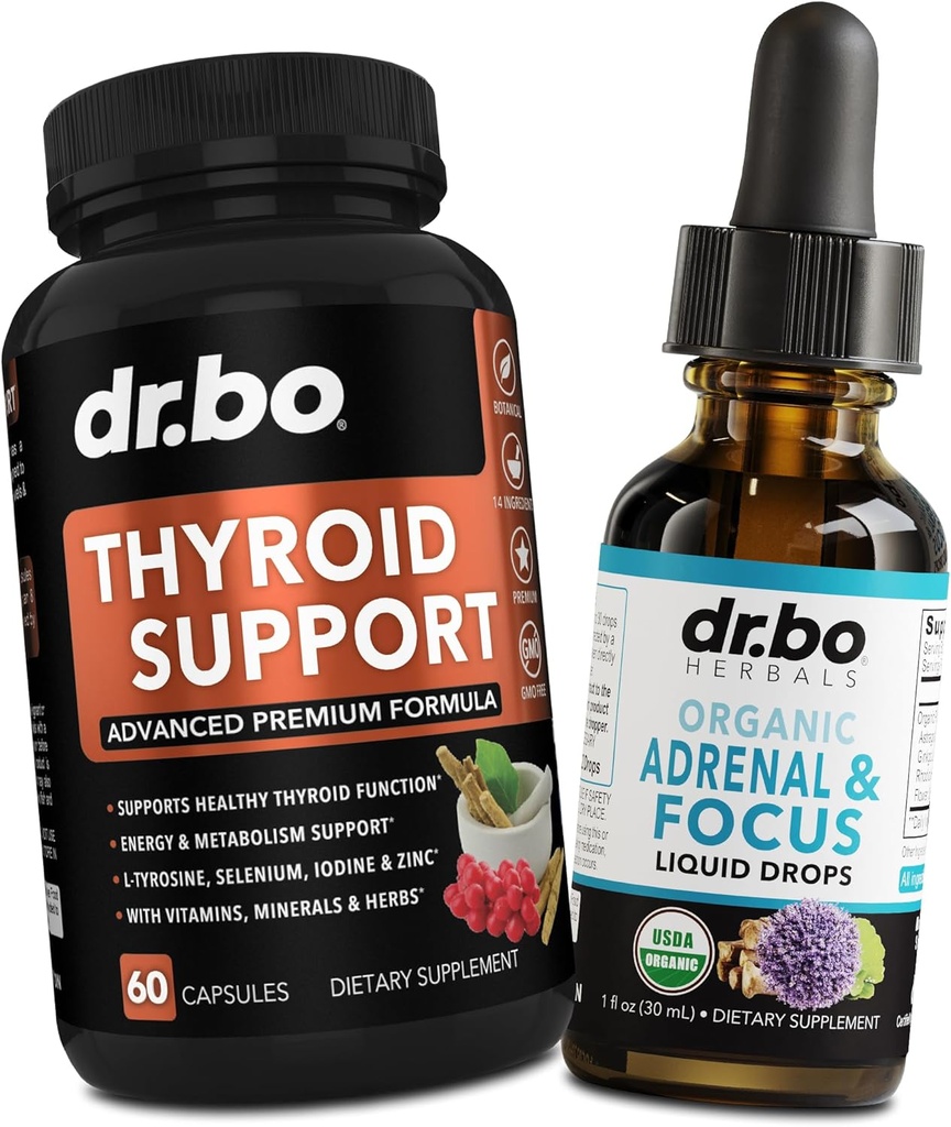 Θυρεοειδής υποστήριξη & Adrenal Focus Drops - Thyroid Supplement Complex με L-Τυροσίνη Σελήνιο Ιώδιο & Οργανική Adrenal Υποστήριξη Συμπληρώματα Focus Υγρές σταγόνες - Φυσικός εγκέφαλος και κόπωση μνήμης Προσοχή