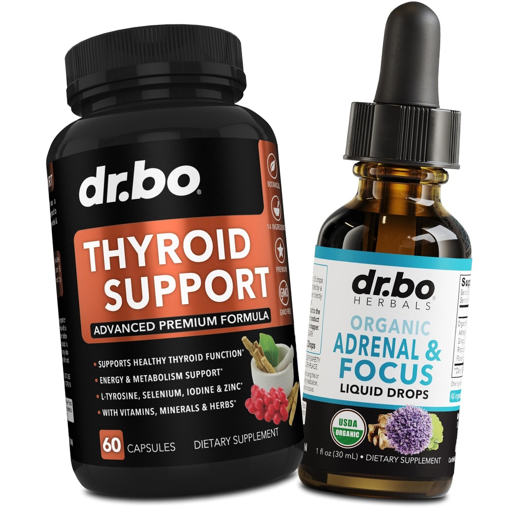 Θυρεοειδής υποστήριξη & Adrenal Focus Drops - Thyroid Supplement Complex με L-Τυροσίνη Σελήνιο Ιώδιο & Οργανική Adrenal Υποστήριξη Συμπληρώματα Focus Υγρές σταγόνες - Φυσικός εγκέφαλος και κόπωση μνήμης Προσοχή