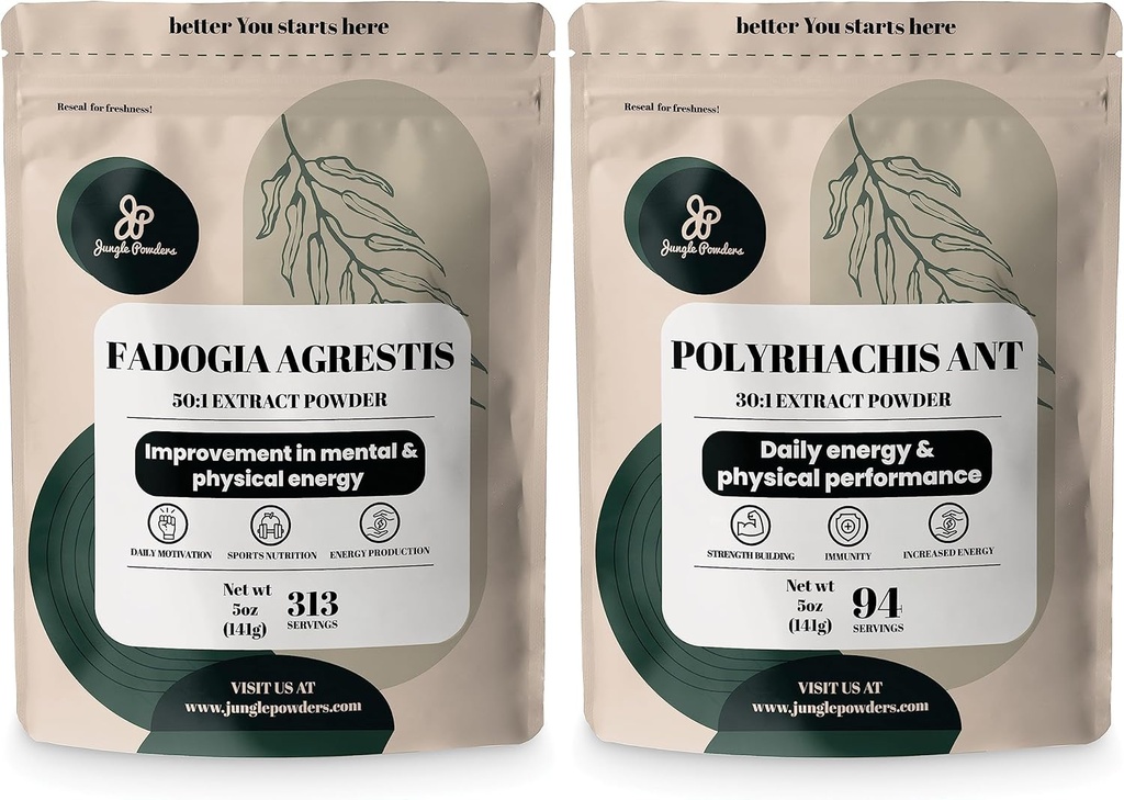Zungle Powders Fadogia Agrestis Powder for Men 50:1 313 Μερίδες, Black Ant Extract 30:1 94 Μερίδες 5oz, Traditional Mens Health Support for Drive & Passion