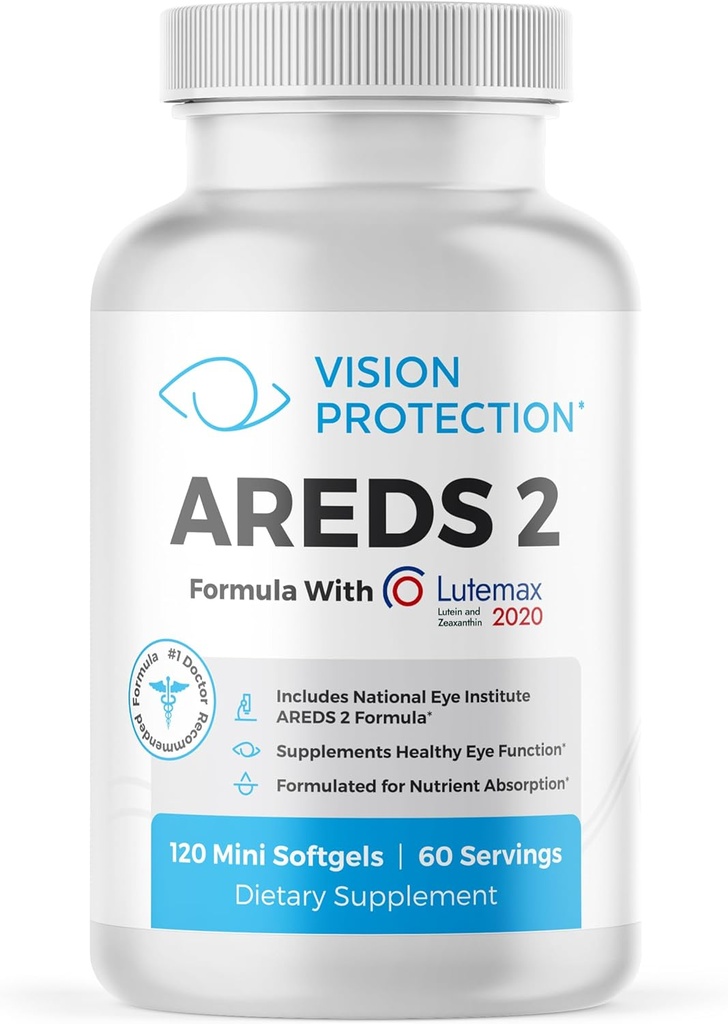 AREDS 2 Eye Vitamin & Mineral συμπλήρωμα για την οφθαλμική υγεία, Lutemax 2020 με το Natural Eye Institute AREDS 2 συστατικά μελέτης Λουτεΐνη, βιταμίνη C, & Ζεαξανθίνη, 120 Mini Softgels