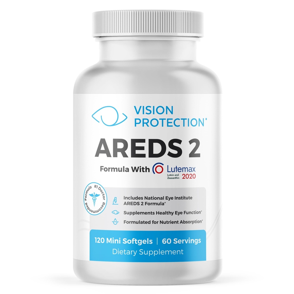AREDS 2 Eye Vitamin & Mineral συμπλήρωμα για την οφθαλμική υγεία, Lutemax 2020 με το Natural Eye Institute AREDS 2 συστατικά μελέτης Λουτεΐνη, βιταμίνη C, & Ζεαξανθίνη, 120 Mini Softgels