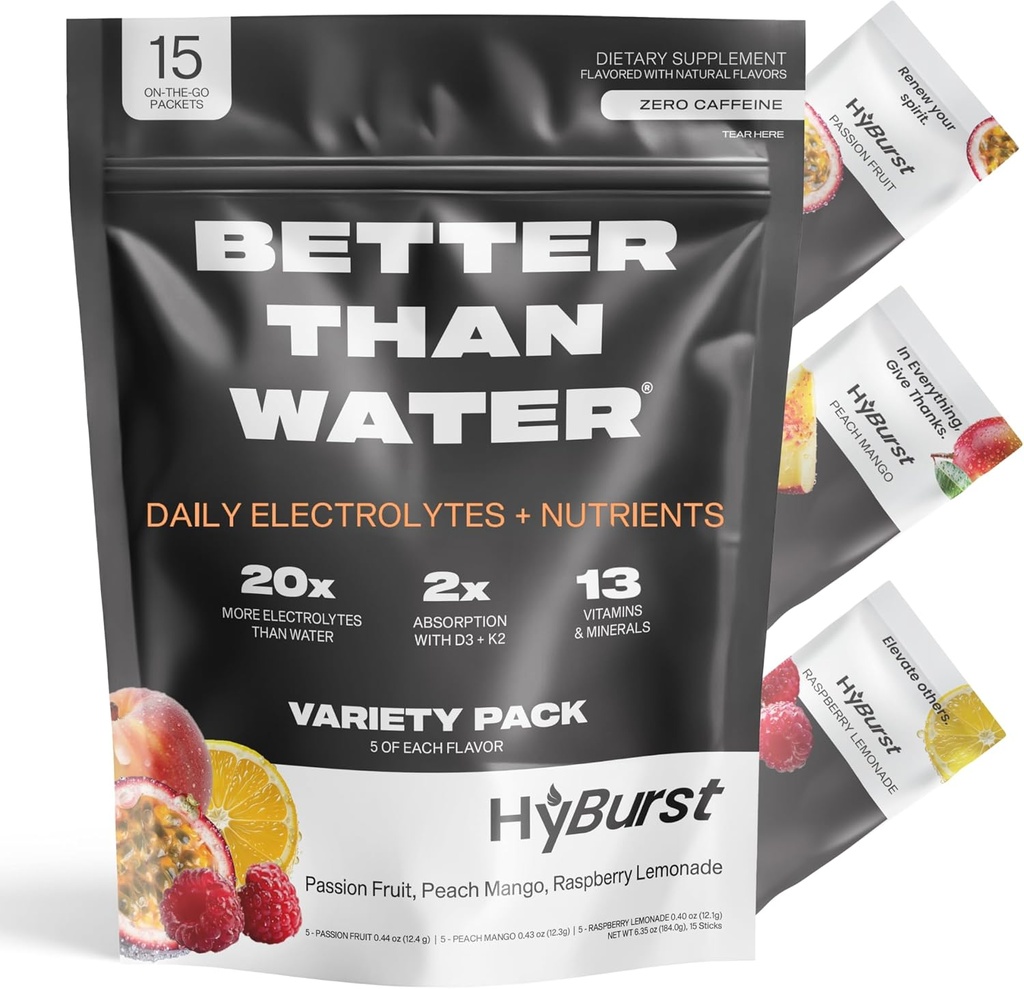 Ηλεκτρολυτικό & συμπλήρωμα βιταμίνης σκόνης, μείγμα ποτών με B12, L-Θεανίνη, D3, K2, ψευδάργυρος, μαγνήσιο, κάλιο, υποστηρίζει ήρεμη εστίαση & ενέργεια, συσκευασία ποικιλίας 1, 15 Pack