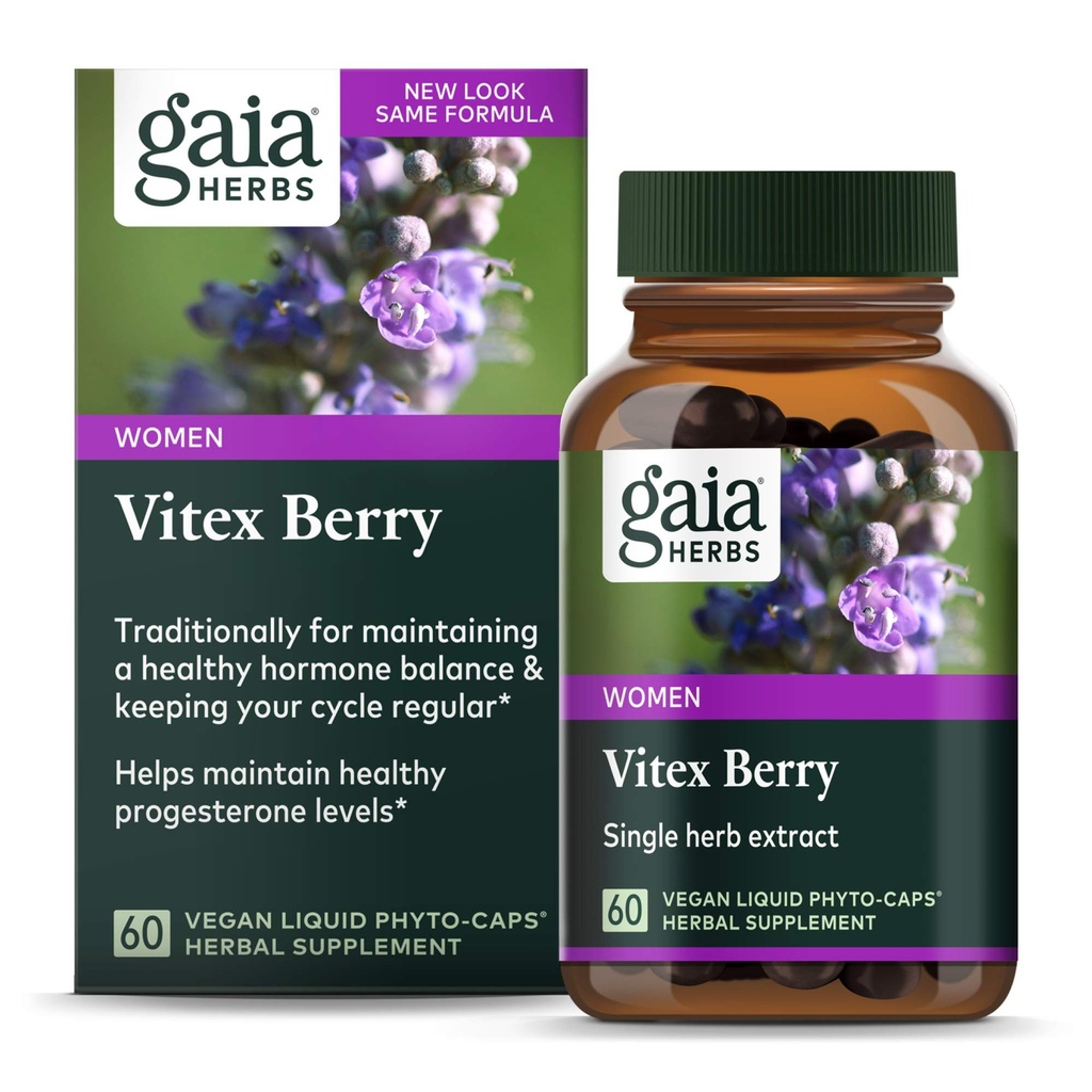 Gaia Herbs Vitex Berry, Chasteberry, Ισορροπία ορμονών για τις γυναίκες, Vegan Liquid Capses, Μαύρο 60 Count