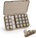 Pill Organizer 4 Times A Day, 7 Day Pill Box 4 Times A Day - Acedada Weekly Medicine Box Organizer with Separate Case, Portable Daily Pill Container Dispenser for Vitamin Fish Oils Supplements, Brown