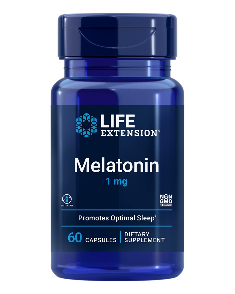 Life Extension Melatonin 1 mg - For Restful Night, Hormone Balance, and Immune Health - Immediate Release - Gluten-Free, Non-GMO - 60 Capsules