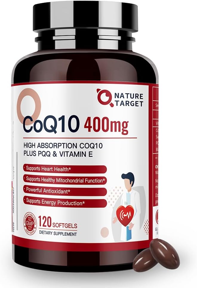 ΦΥΣΗ TARGET CoQ10 400mg με PQQ, Βιταμίνη Ε & Βιολογικό Ελαιόλαδο - Υψηλής Απορρόφησης Συνένζυμο-Q10 με BioPerine - Αντιοξειδωτικό-για-Καρδιά-Υγεία και Παραγωγή Ενέργειας, 120 Υπηρεσίες