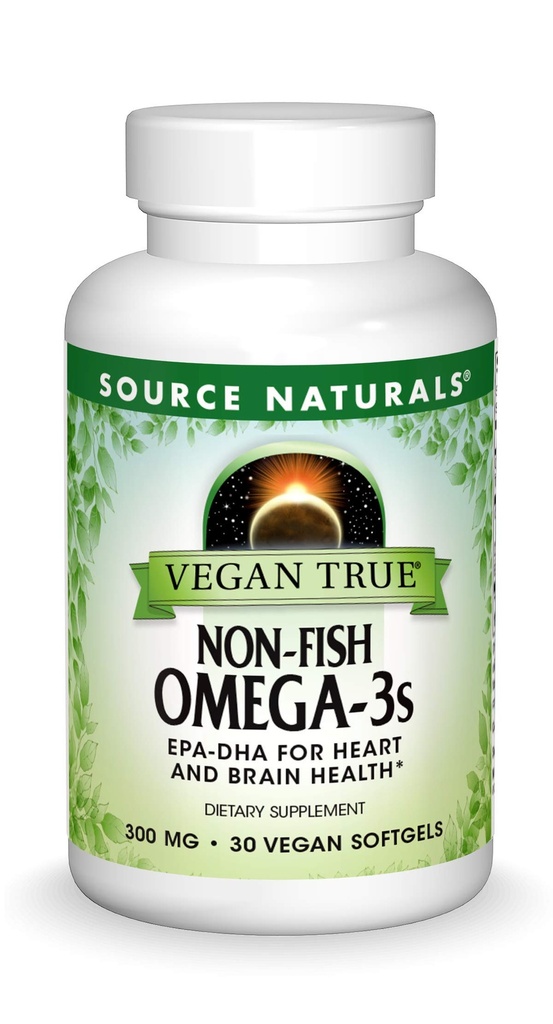 Πηγή Φυσικά Vegan Αληθινά, μη ψάρια Ωμέγα-3, EPA-DHA Υποστηρίζει την καρδιά και τον εγκέφαλο υγεία *, 300 mg - 30 Vegan Softgels