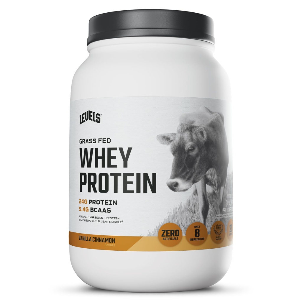 Επίπεδα Grass Fed Whey πρωτεΐνη σκόνη, καμία τεχνητή ουσία, 24G πρωτεΐνης, Vanilla κανέλα, 2LB