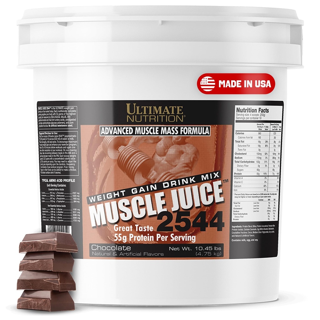 Ultimate Nutrition Μυϊκός Χυμός, Βάρος Κερδίστε Ποτό Μίγμα - Μαζική Κεραυνός Σκόνη για Άνδρες & Γυναίκες - Συμπλήρωμα για Lean μυϊκή ανάπτυξη & ανοσοποιητική υποστήριξη με 55g πρωτεΐνη - σοκολάτα, 10.45lb