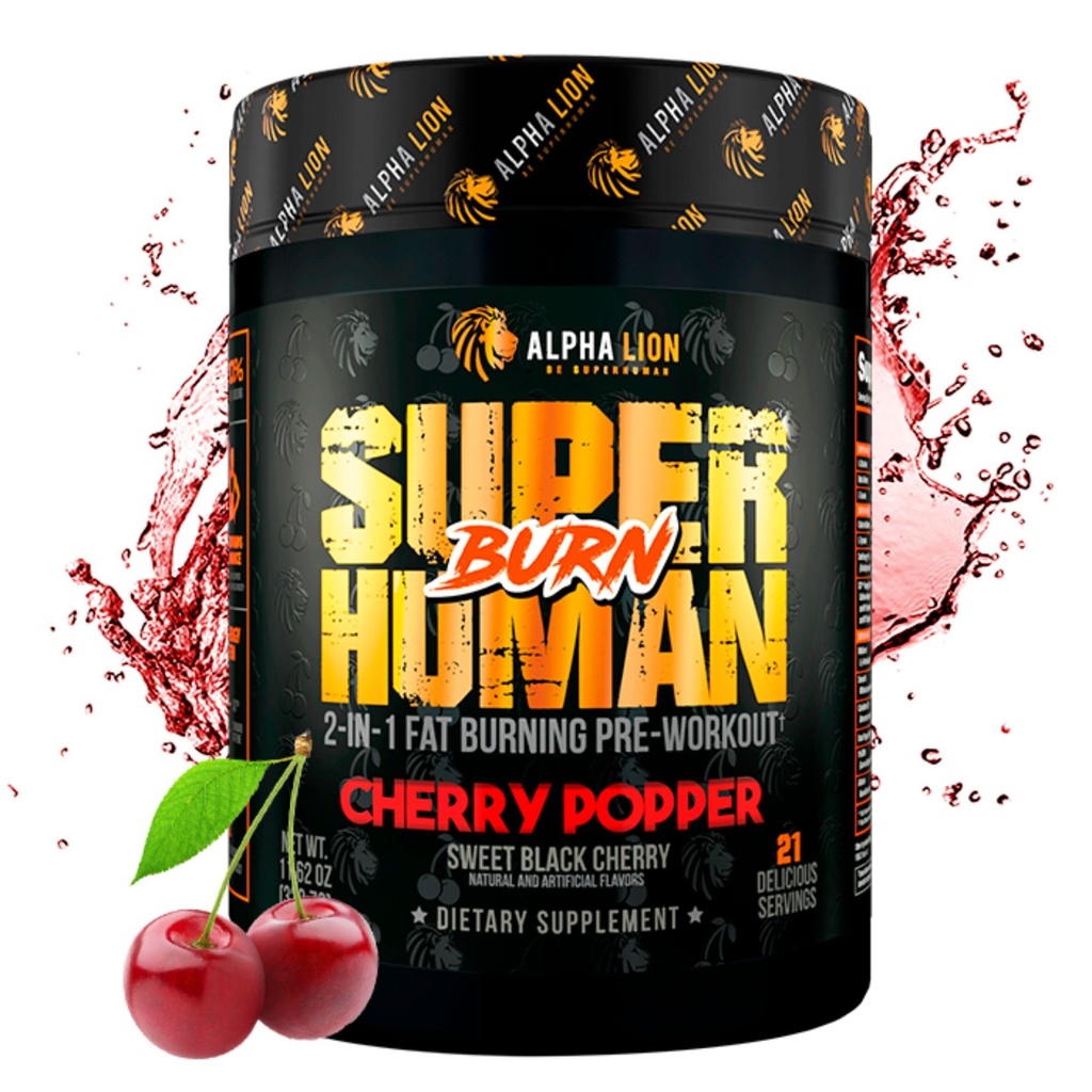 ALPHA LION Superhuman Burn – 2 in 1 Μεταβολισμός Booster Προ προπόνηση και θερμογόνος καύση λίπους για τους άνδρες – Appetite Suppressant και συμπλήρωμα απώλειας βάρους (21 εξυπηρετούν, γλυκιά μαύρη γεύση κεράσι)