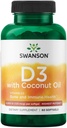 Σουάνσον Υψηλής Ικανότητας Βιταμίνη D-3 w/Coconut - Φυσικό συμπλήρωμα που προωθεί την υγεία των οστών & ανοσοποιητικό σύστημα Υποστήριξη - Μπορεί να βοηθήσει στην αύξηση της απορρόφησης ασβεστίου - (60 Softgels, 125mcg κάθε)