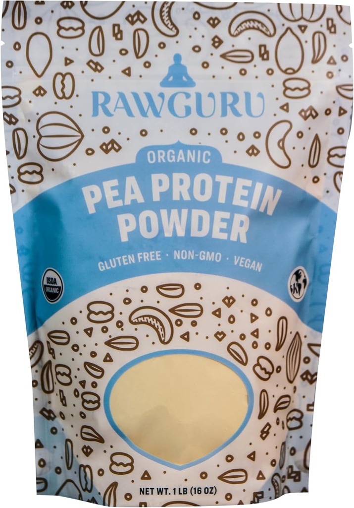 RawGuru Organic Pea Protein Powder - 16 oz - USDA Organic 