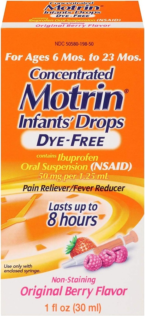 Motrin συμπυκνωμένες σταγόνες βρεφών Dye-free Αρχική γεύση μούρου - 1 oz, συσκευασία των 4