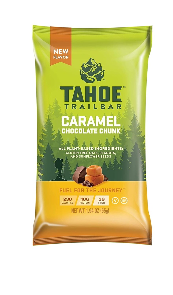 Tahoe Trail Bar, Plant-based Natural Energy Bar (1,94 Ounce Protein Bar, 12 Count) Υψηλή πρωτεΐνη Μη ΓΤΟ, Χωρίς γλουτένη, Vegan Healthy Snacks - Caramel Chunk Σοκολάτα