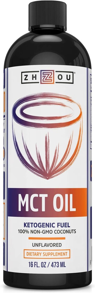 ZHOU MCT Oil : 52862: Λάδι, μη αρωματισμένο (Btl-Plastic) 16oz