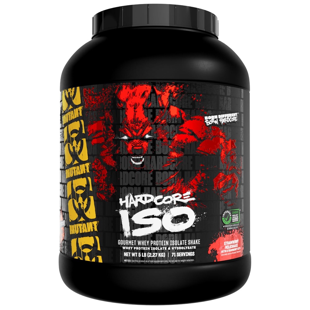 Mutant ISO Surge Whey Protein Isolate Powder Acts Fast to Help Recover, Build Muscle, Bulk and Strength, 5 LB - Γάλα φράουλας