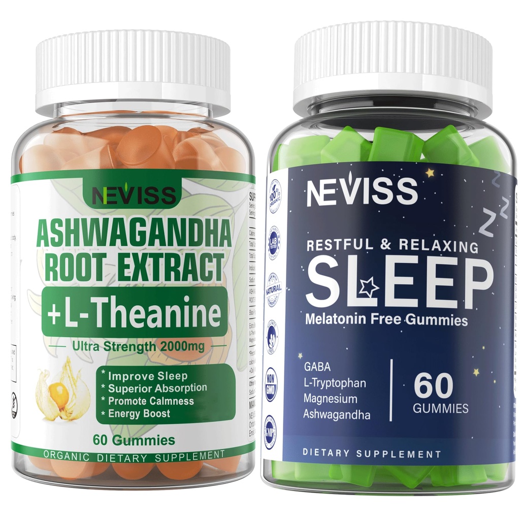 NEVISS Μελατονίνη Free Sleep Gummies + Ashwagandha Gummies 2000mg