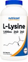 Nutricost L-Lysine 1000mg, 240 δισκία - Χωρίς γλουτένη, μη ΓΤΟ, και χορτοφάγους φιλικό