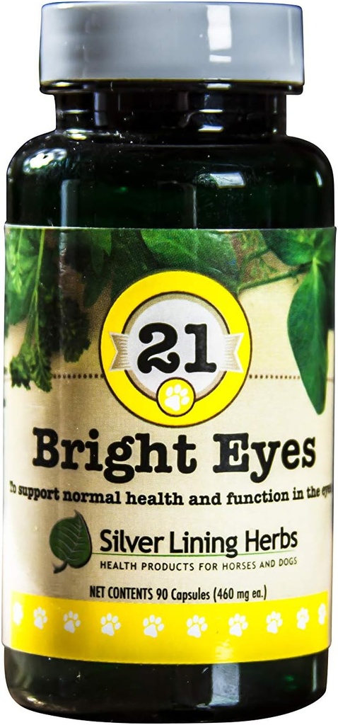 Silver Lining Herbs 21 Φωτεινά Μάτια - Υποστηρίζει την υγεία των ματιών των σκύλων - Διατηρεί κανονικά επίπεδα ορυκτών για τα μάτια των σκύλων - φυσικά βότανα που υποστηρίζουν τη μακροπρόθεσμη υγεία των κυνικών ματιών - 90 κάψουλες