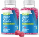 Βιταμίνη D3 Gummies για Ενήλικες & Έφηβοι - 3.000 IU, 75mcg, Extra Strength - Κοινή & Μυική Υγεία, Ανοσοποιητική Ενίσχυση - Μασώμενη Βιταμίνη D Gummies - Χορτοφαγική, Ζελατίνη Δωρεάν - Νόστιμο Berry Γεύση Gummy