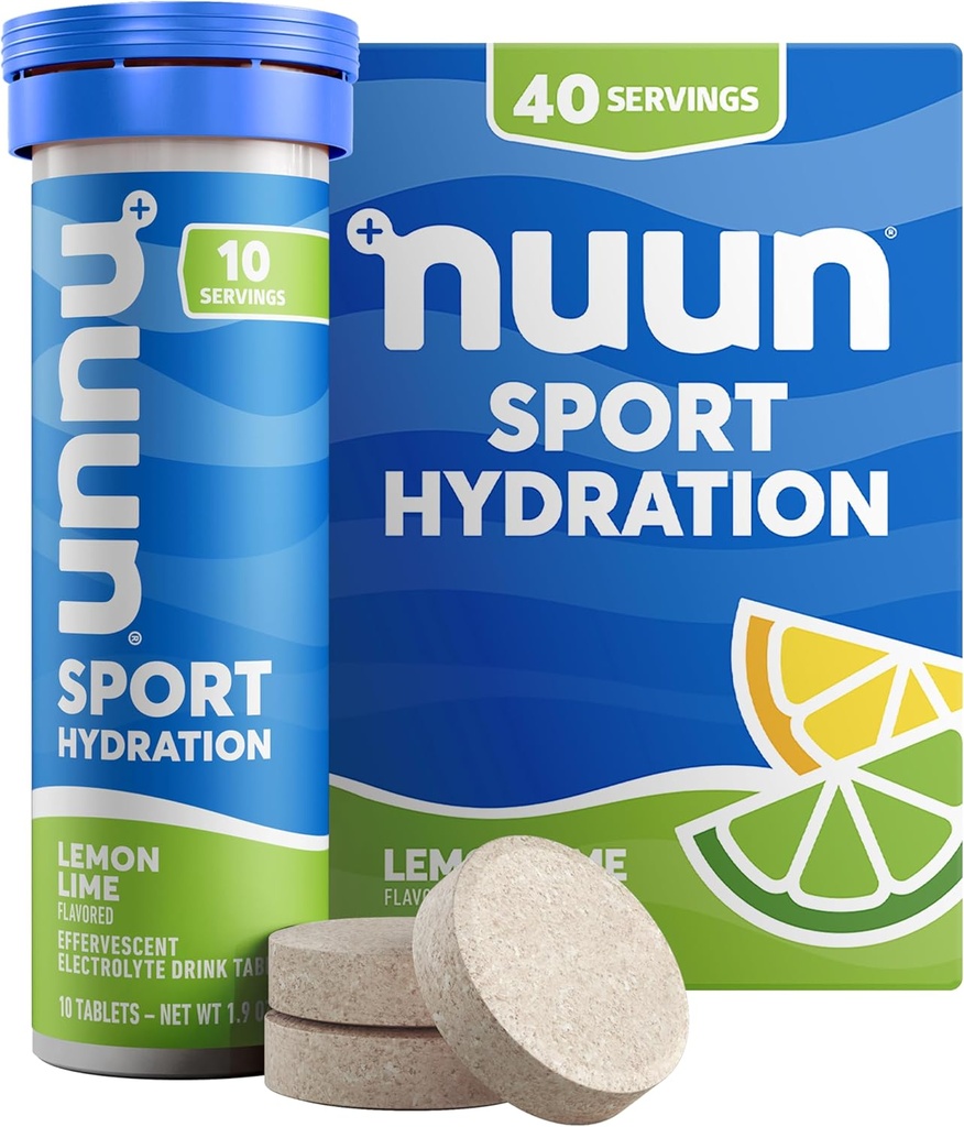Nuun Sport Ηλεκτρολυτικά Δισκία με Μαγνήσιο, Ασβέστιο, Κάλιο, Χλωριούχο & Νάτριο, Χωρίς Γλουτένη & Vegan, Λεμόνι Lime, 4 Συσκευασία (40 Μερίδες Σύνολο)