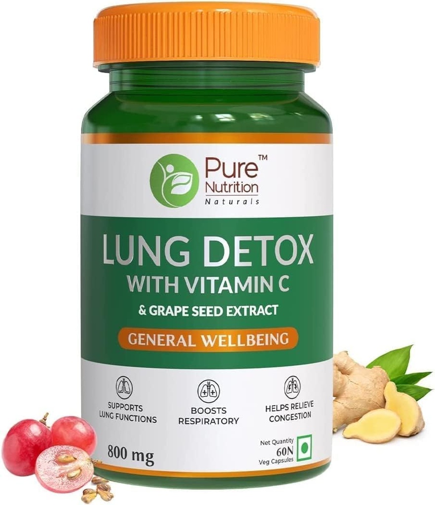 SENTA Pure Nutrition Lung Detox Supplement with Natural Herbal Blend of Vitamin C, Grapeseed & Vasaka Leaves Extract 