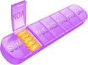 Weekly Pill Organizer 1 Time a Day, Travel Pill Box 7 Day Extra Large Compartments Vitamin Holder, Daily Pill Container 7day XL Medicine Dispenser for Fish Oil Case (Purple)